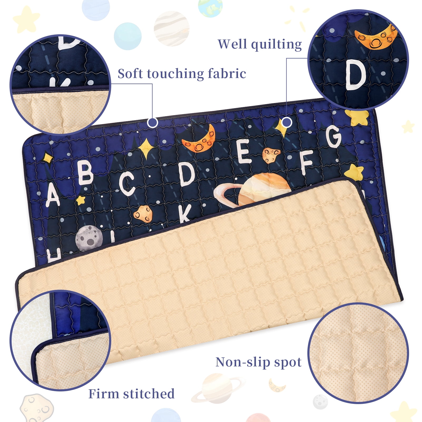 Baby Mat for Floor, Thicken Non-Slip Cushioned Baby Play Mat, 50" X 50" Play Mat for Playpen, Foldable Baby Floor Play Mat for Infants,Babies,Toddlers, Machine Washabl