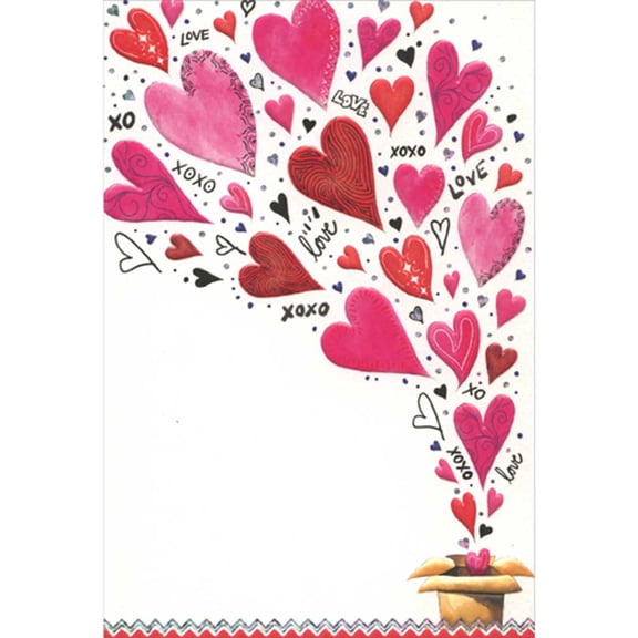 Pictura Hearts, Love, Hugs and Kisses Flowing Up from Box Valentine's Day Card