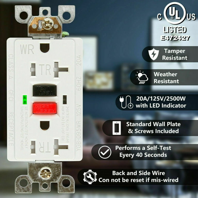 ANKO GFCI Outlet, 20A 125V White Tamper-Resistant Electrical