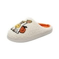 thumbnail image 3 of Halloween House Slippers for Woman Flat Heel Close Toe Slides Outdoor Indoor Warm Plush Casual Bedroom Shoes for Women White 10, 3 of 10