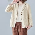 thumbnail image 4 of POIUYTR Blazer for Women Cotton Linen Long Sleeve Notch Lapel Suit Jackets Loose Casual Lightweight Breathable Casual Work Office Blazer Jacket, 4 of 5