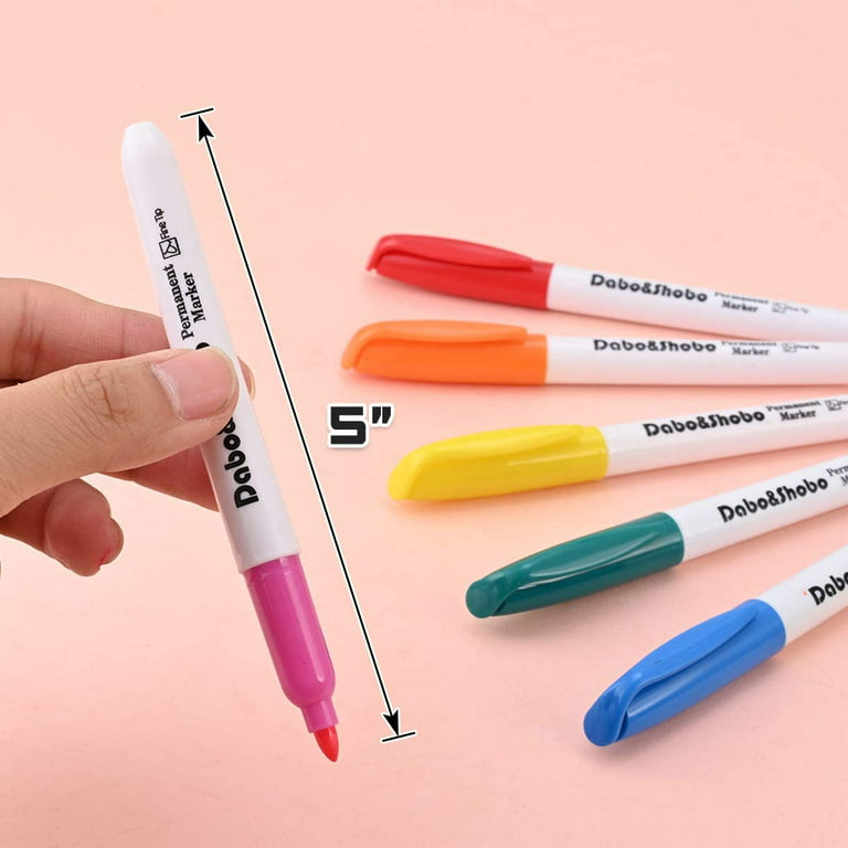 Dabo & Shobo 48 Colors Permanent Markers ,Fast Drying, Suitable for Classroom Office Meeting,Works on Plastic,Wood,Stone,Metal and Glass for