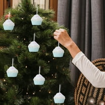 Christmas Tree Ornaments, Macaron and Ice Cream Hanging Decor, Lightweight Foam Christmas Decorations for Xmas Tree Home Party(Light Blue)