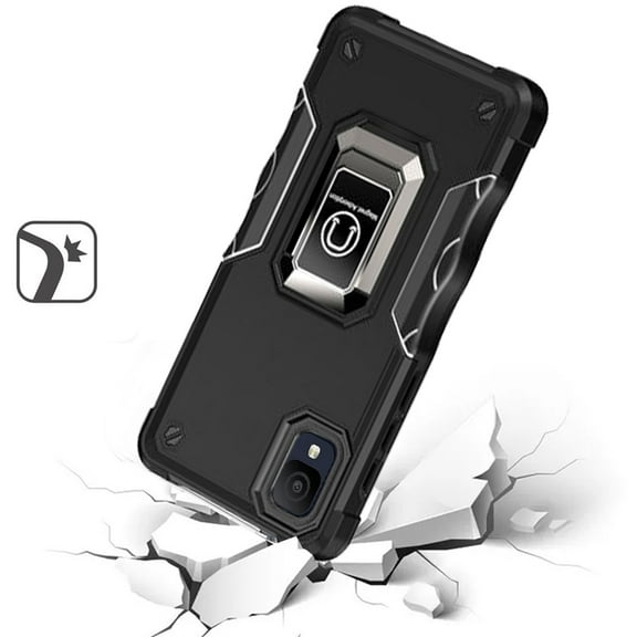 For TCL ION Z Hybrid Cases with Magnetic Ring Holder Stand Kickstand Heavy Duty Rugged Drop Silicone Shockproof Cover ,Xpm Phone Case [ Black ]