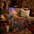 thumbnail image 3 of Vibrant Sunset Llama Wildflower Meadow, Peaceful Mountain Lake Scene, Warm Flannel Blanket for Cabin and Lodge with Detailed Artwork, Outdoor Lovers Camping Gift, Rustic Home Decor, 3 of 9