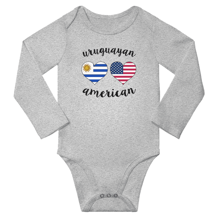 

Uruguayan and American Love Heart Baby Long Slevve Bodysuit (Gray 12-18 Months)