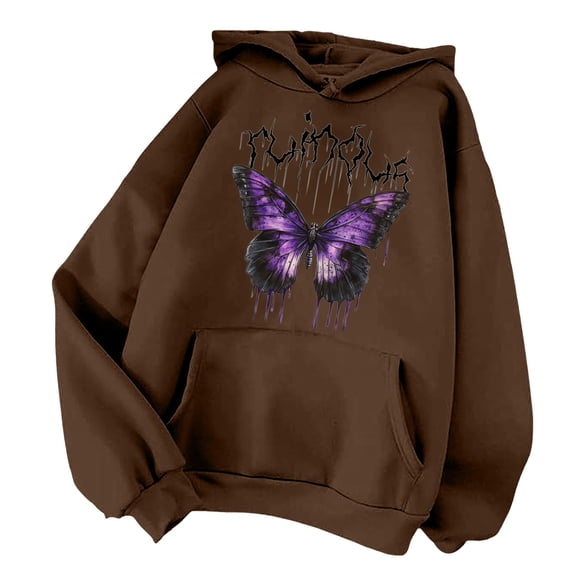 Xudanell Oversized Hoodie for Women Pullover Winter Loose Fit with Drawstring Trendy Womens Graphic Print Hoodie Coffee M