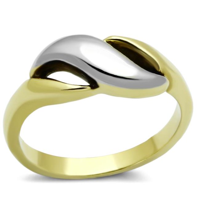 Alamode TK1089-10 Bague Femme Bicolore IP Or en Acier Inoxydable Sans Pierre - Taille 10