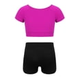 thumbnail image 2 of DPOIS Kids Girls Crop Tops with Booty Shorts Athletic Tracksuit Workout Set Rose Red 8-10, 2 of 6