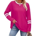 thumbnail image 6 of VISALY Long Sleeve Shirts Business Casual Tops Tunic Tops Crewneck Pullover Sweatshirts for Women Autumn Winter Loose Fit T Shirts Comfortable Fashion Blouses Basic Sweatshirts Hot Pink Xxl, 6 of 6