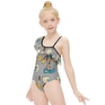 thumbnail image 5 of Cuphead Mugman One-Piece Swimsuit for Girls Adjustable One Shoulder Ruffled Swimwear Summer Beach Kids Bathing Suits Sizes 6-12Y, 5 of 7
