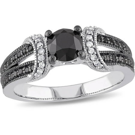 1 Carat T.W. Black and White Diamond 10kt White Gold Engagement Ring