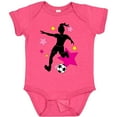 thumbnail image 3 of Inktastic Girl Playing Soccer- Pink and Yellow Stars Girls Baby Bodysuit, 3 of 5