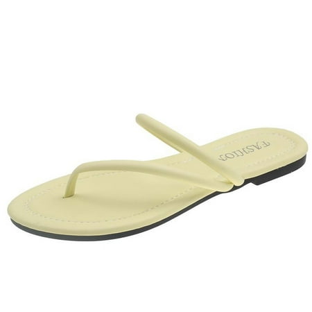 

Womens Summer Flip-flops Slippers Home Solid Color Flat Bottom Slippers Fashion Casual Beach Slippers