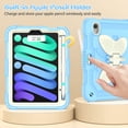 thumbnail image 7 of Case for iPad Mini 7 A17 Pro 2024/Mini 6 2021 8.3 inch 7th/6th Gen with Butterfly Stand, Shockproof Protective Tablet Cover with Pencil Holder Shoulder Strap for Kids Girls, Beige Blue, 7 of 7