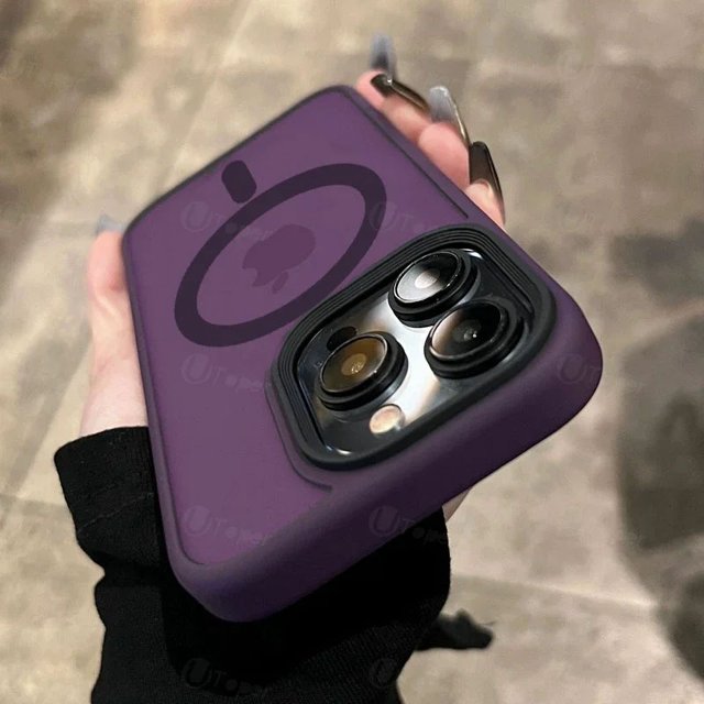 Magnetic Frosted Matte Armor Phone Case For iPhone 16 15 14 Plus 13 12 11 Pro Max For Magsafe Translucent Shockproof Back Cover dark purple For iPhone 14 Pro