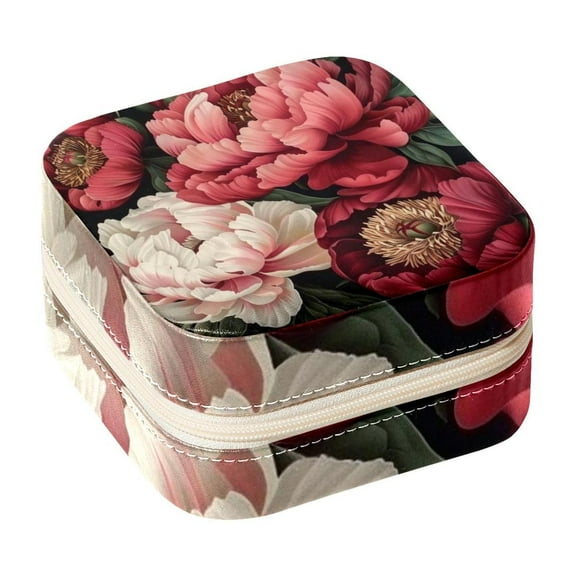 Peony Travel Portable Square Display Case: Earring and Necklace Organizer - Ideal for Girls and Women