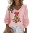 thumbnail image 2 of Ounisa Merry Christmas Sweatshirt for Women Christmas Hats Christmas Trees Crew Neck Long Sleeve Funny Hoodies Fall Winter Pullover, 2 of 3