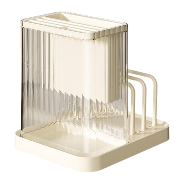 Estante de almacenamiento de cocina, práctico organizador de vajilla, caja para tapa de olla para comedor Beige