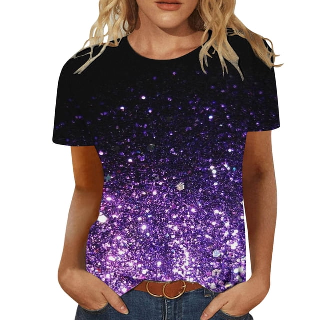 WEAIXIMIUNG Chemises à Manches Longues pour Femmes Travaillant à l'Extérieur T-Shirt Confortable pour Femmes Chemises à Imprimé Floral Mode Col Rond Manches Courtes Tee Tops Tunique Blouse