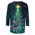 thumbnail image 4 of MaFYtyTPR Women's Christmas 3/4 Sleeve Tops Fashion Festival Printed Bow Round Neck Three Quarter Sleeve Loose T-shirt Plus Size Green XXXL, 4 of 5