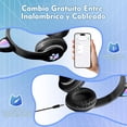 thumbnail image 3 of Audífonos Gaming Bluetooth 5.0 Con Orejas RGB Luz LED manos libres Diadema Ajustable 7h Baterían Color negro, 3 of 5