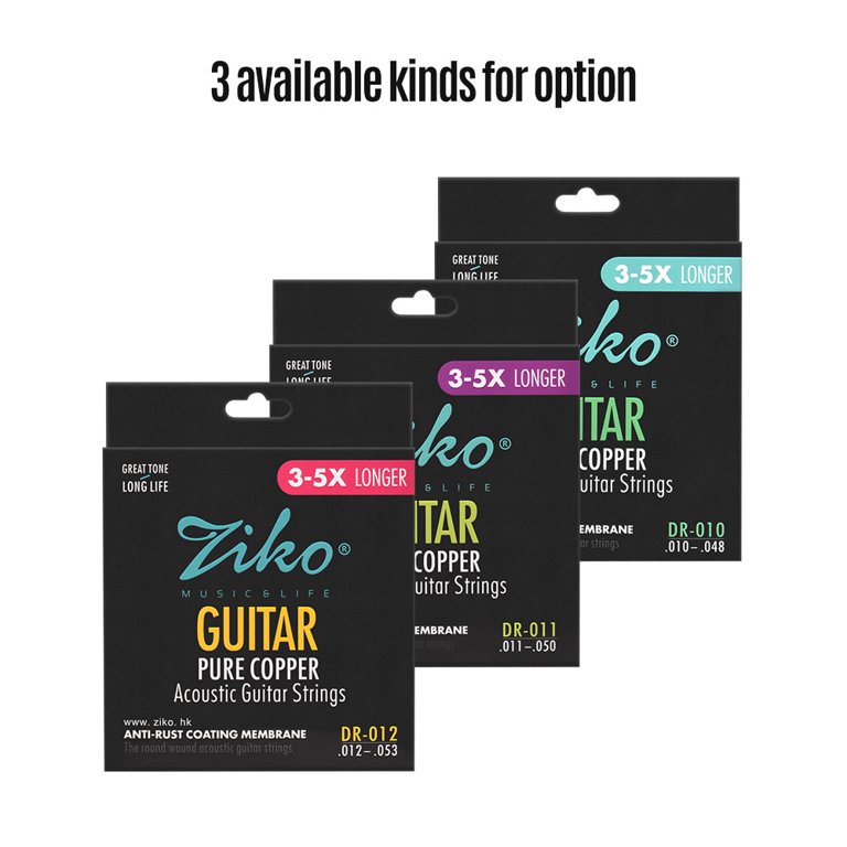 ZIKO DR-010 Acoustic Guitar Strings Hexagon Alloy Wire Pure