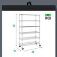 thumbnail image 2 of REKHHY  6-Tier Wire Storage Shelves with Wheels | 18x48x78 | Black | Adjustable Racks | Heavy-Duty Metal Shelf, Holds Upto 600 lbs | No-Tool Assembly | Ideal for Home & Garage Shelving,Chrome, 2 of 6