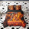 thumbnail image 3 of Erosebridal Fire Hockey Twin Bedding Sets, Sport Bedding Comforter Set for Men and Boys, Black Reversible 7pcs, 3 of 6