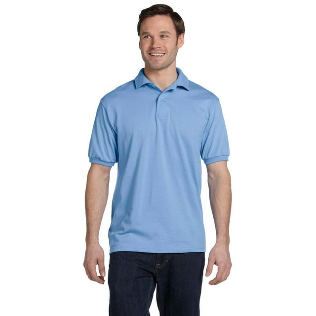 Hanes 054 EcoSmart Men's Polo Shirt - Light Blue - Medium