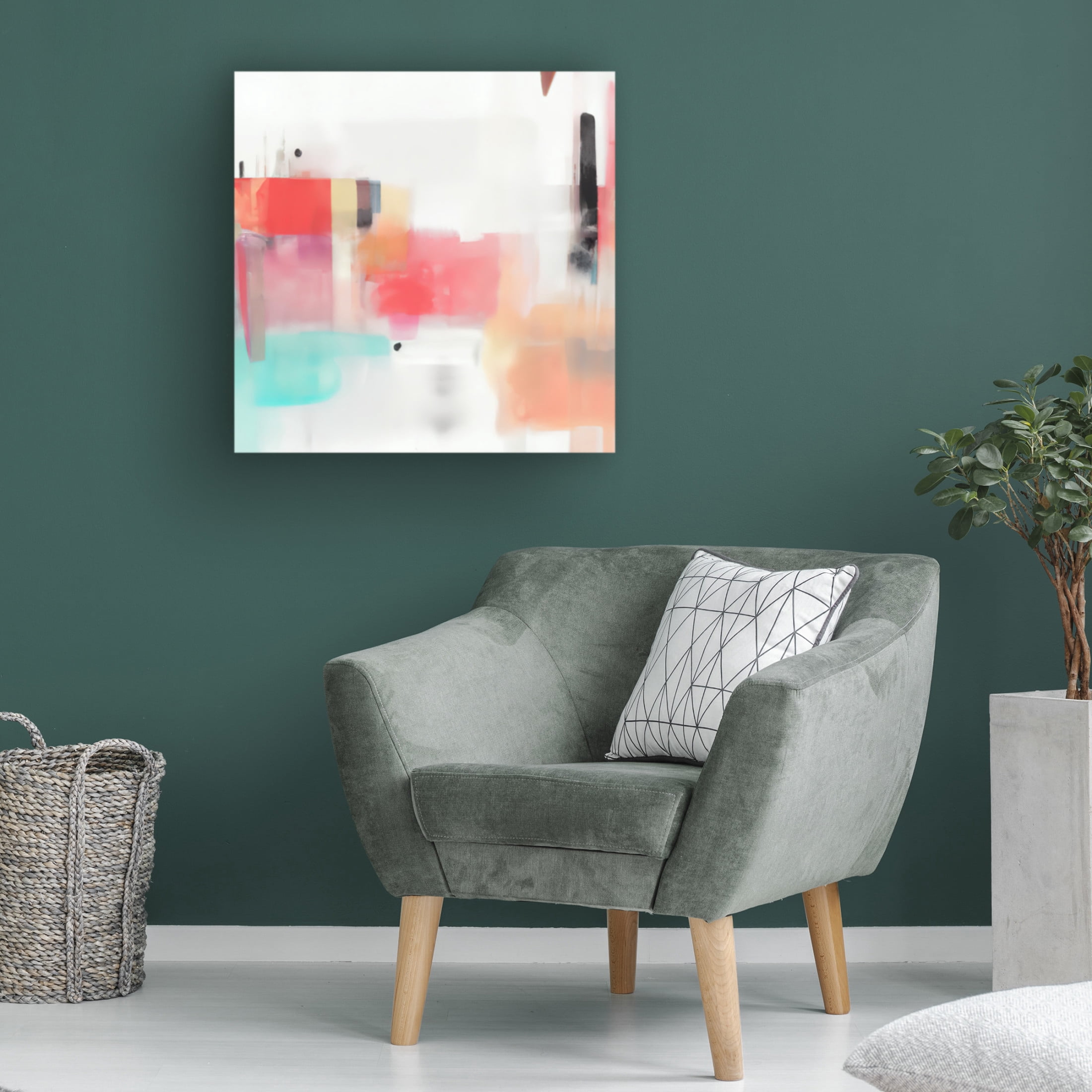 Canvas Wall Art - Tom Quartermaine 'Cute Colorful Minimalist Painting 2' Wall Art for Living Room, Bedroom, or Office Décor by Trademark Fine Art - 14 x 14 Inches