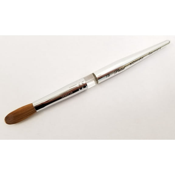 Petal Kolinsky Silver Handle Acrylic Nail Brush Manicure Powder Size #18 (Crimped)