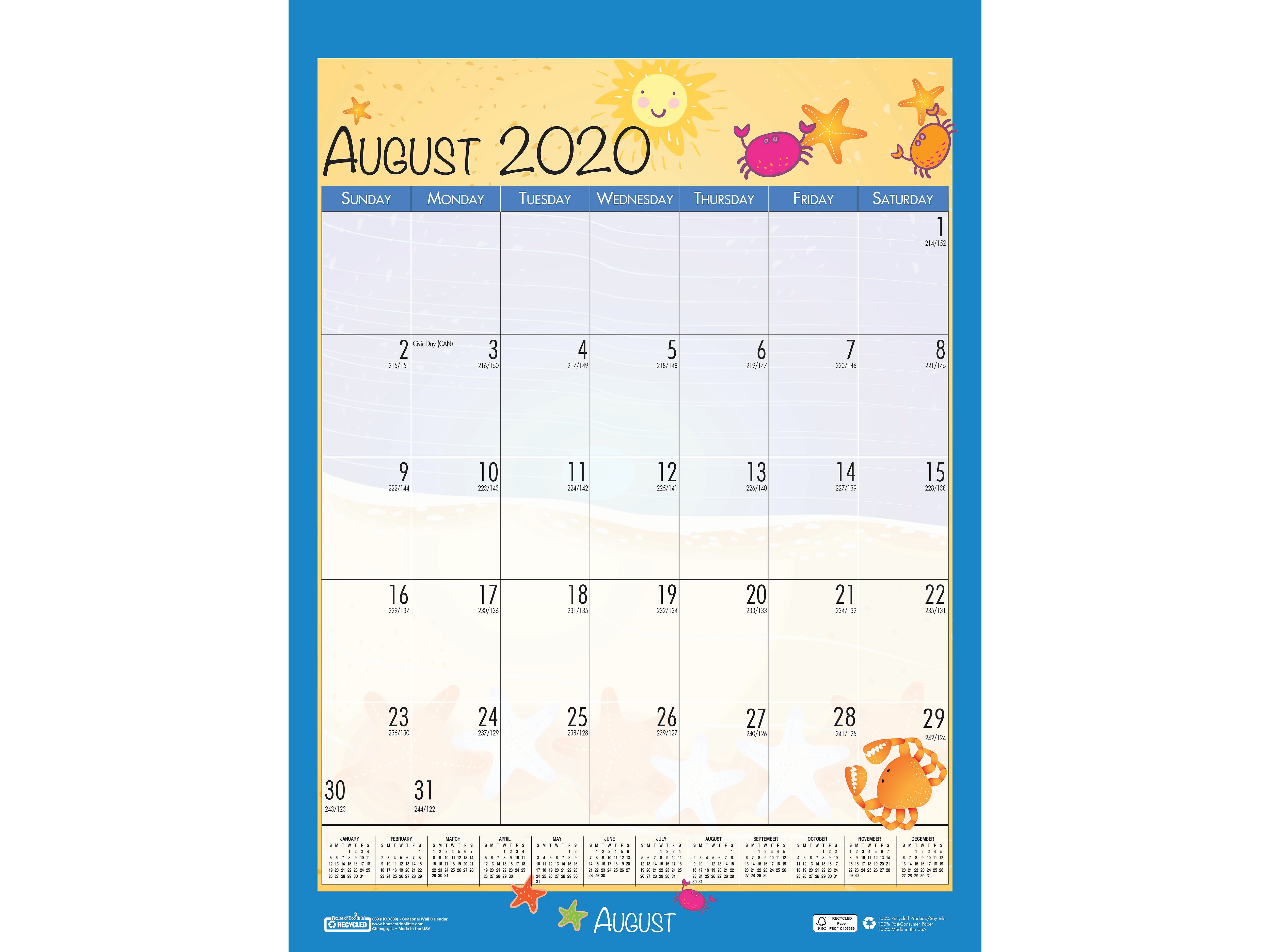 House of Doolittle CALENDAR,WALLSEASONAL,AY HOD3395 - Walmart.com - Walmart.com