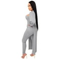 thumbnail image 3 of One opening Two-piece solid color threaded cloak long coat off-shoulder women's jumpsuit, 3 of 5