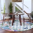 thumbnail image 3 of Round Area Rugs Collection 5 Ft, Watercolor Flowers Non-Slip Residential Carpet, Spring Floral Butterflies Blue Plaid Indoor Crawling Mats Runner Rugs for Living Room/Dining Room/Bedroom, 3 of 8