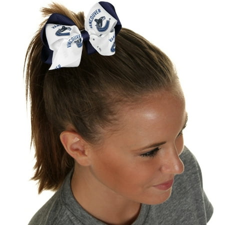 Vancouver Canucks Women's Double Bow - White/Navy Blue - No Size