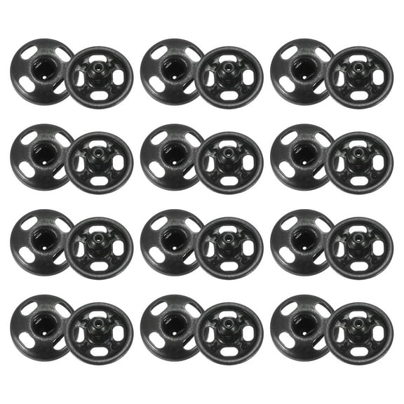 Uxcell 48 Set Sew-on Snap Buttons 6mm Metal Snap Fastener Buttons, Black