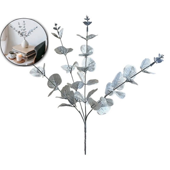 Eucalyptus Leaves Stems, Artificial Eucalyptus Garland Decoration, 13.4in Plastic Silk Fake Plant for Wedding Home Party Centerpiece