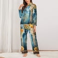 thumbnail image 2 of Rateoe Rustic Blue Vase Blossoms Pattern Womens Pajamas Set Long Sleeve Sleepwear Button Down Nightwear Soft Cotton Pj Lounge Sets-XX-Large, 2 of 7