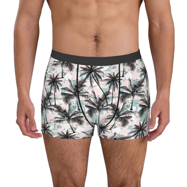 Balery Hawaii Palms Calzoncillos bóxer para hombre, ropa interior de algodón suave y transpirable con cinturilla de nailon-XX-Large