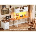 thumbnail image 3 of Farmhouse L Shaped Computer Desk with 2 Drawers and Storage Shelves, Reversible 86.6" Gaming Desk with LED Lights, Corner Office Desk for Home Office, Bedroom, Living Room, 3 of 7