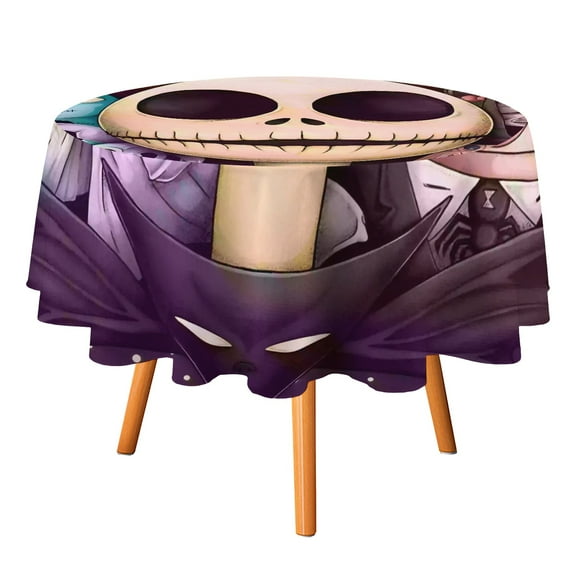 Nightmare Before Christmas-Theme Round tablecloth has an iconic print, fits most tables, and is easy to care for perfect gifts for fans friends and family.diameter60''(152cm)
