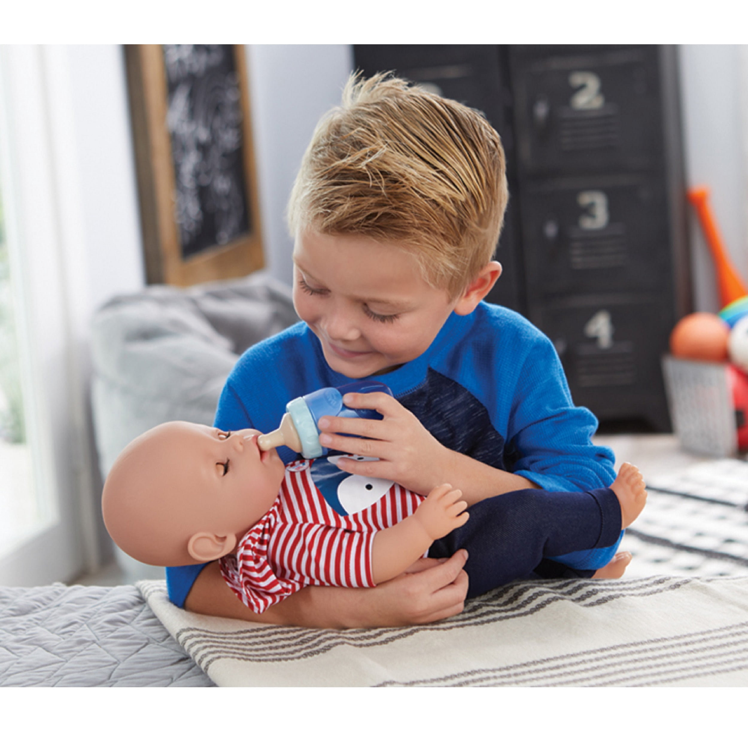BABY born Interactive Boy Blue Eyes with 9 Ways to Nurture, Eats, Drinks, Cries, Sleeps, Bathes, and Wets