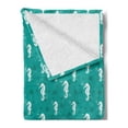 thumbnail image 2 of Seahorse Soft Flannel Fleece Throw Blanket, Ocean Themed Marine Aquatic Bubbles Sea Life Coastal Pattern, Cozy Plush for Indoor and Outdoor Use, 50" x 60", Sea Green Teal and White, by Ambesonne, 2 of 5