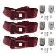 thumbnail image 1 of Ford 1949-1951 Standard 2 Point Burgandy Lap Bench Seat Belt Kit with Bracketry - 3 Belts, 1 of 1