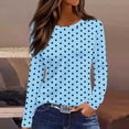 thumbnail image 2 of Qgtaibl Women's Long Sleeve Crew Neck T‑Shirt Polka Dot Print Casual Blouse Loose Fit Soft Lightweight Top for Daily Shopping Weekend Outings Za_Sky Blue XXL, 2 of 5