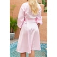 thumbnail image 6 of Curve Muse Women's Deep V Neck Lantern Long Bell Sleeve Midi Dress-Pink-XL, 6 of 7