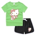 thumbnail image 3 of Nuevo traje de Hello Kitty, camiseta bonita de dibujos animados + Pantalones calientes informales, camisa de fondo de dos piezas absorbente de sudor de algodón caramelo para niños, 3 of 5