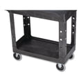 thumbnail image 4 of Rubbermaid Commercial Heavy-Duty Utility Cart with Lipped Shelves, Plastic, 2 Shelves, 500 lb Capacity, 17.13" x 38.5" x 38.88", Black, 4 of 6