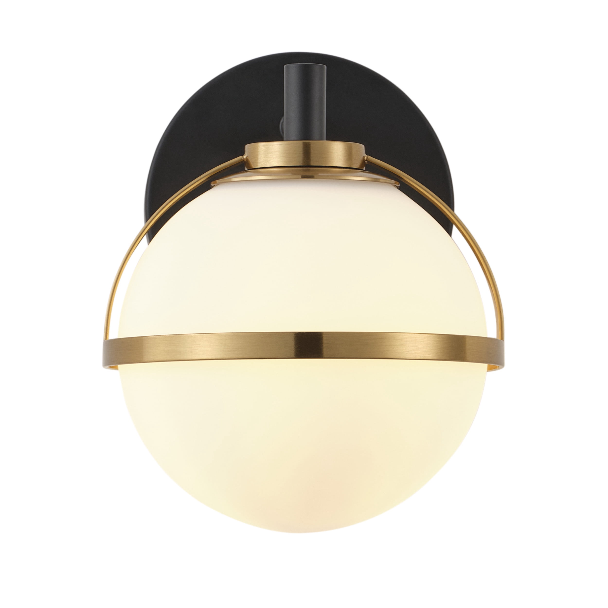Modern Globe Wall Sconce with Frosted Glass Shade,  Black & Brass Bathroom Vanity Light for Hallway, Bedroom,, Porch (E12 Base,)